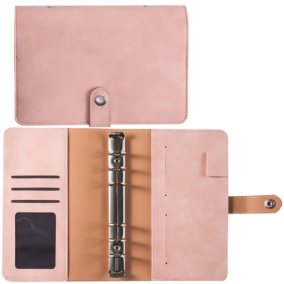 Fashionable Leather Binder Cover with Card Holder, 5.1X4.9 Inch A6 Loose-Leaf Ring Notebook, Splash-Proof Zipper Pocket, Cute Journal for Handbag Backpack Desk, 1Pc Notebook Case