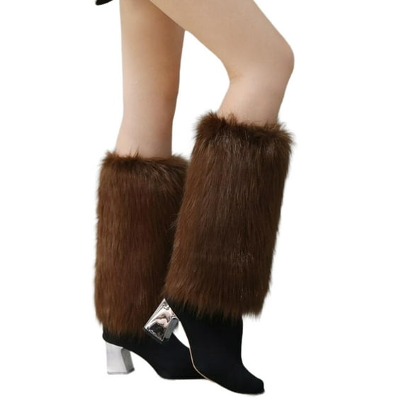 Fashionable Leg Warmers for Women Winter Wear Solid Color Plush Leg Covers