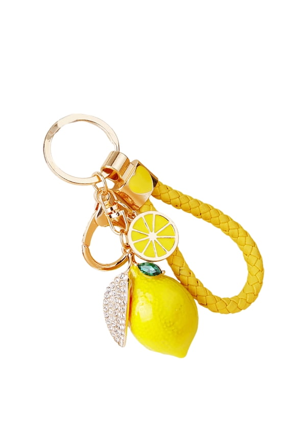 Fashionable Lemon Key Rings With 4 Vibrant Rope Choices Metal Materials Lightweight 10.5cm For Practical Use