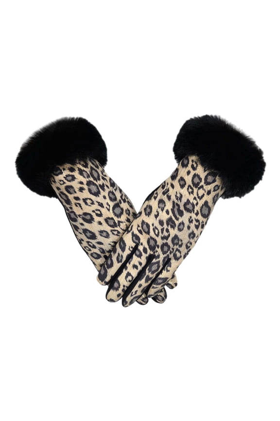 Fashionable Leopard Print Touchscreen Winter Gloves for Women Warm Lined Cold Weather Accessory Size:One Size