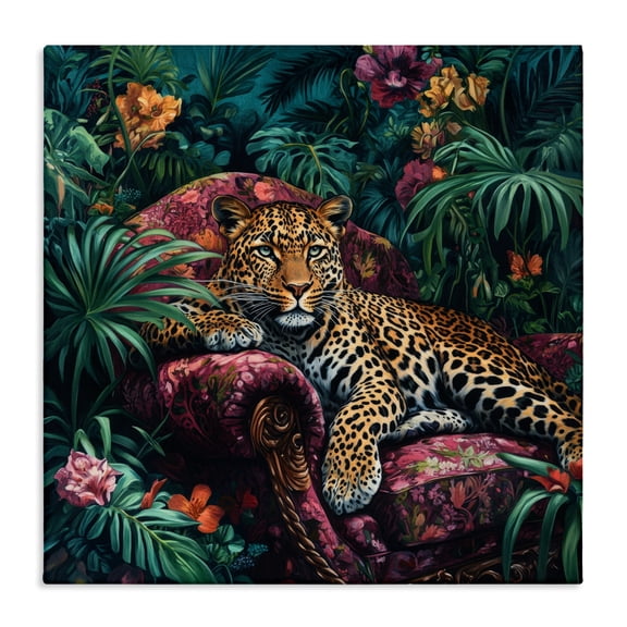 Stupell Industries Fashionable Leopard in Jungle Canvas Wall Art, design by Petal Prints Design