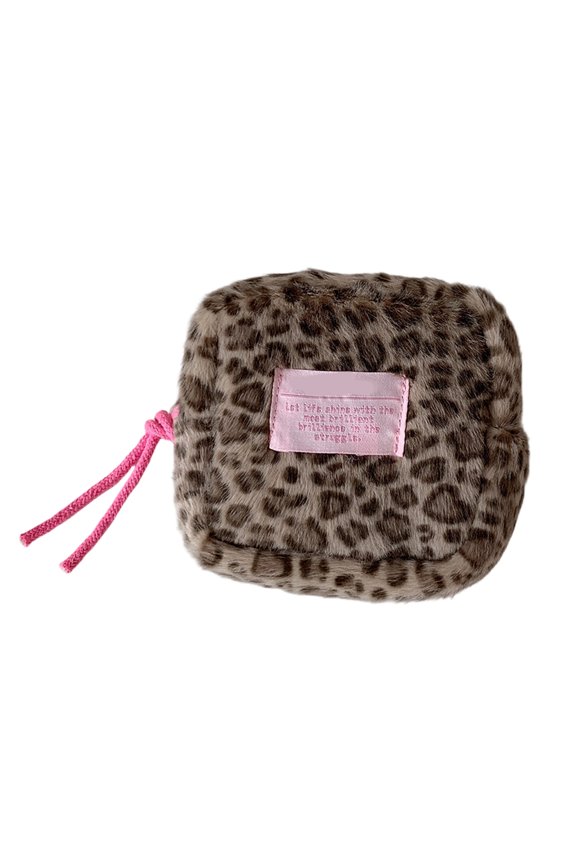 Fashionable Leopards Print Miniature Bag Multiple Compartments Sanitary Pad Holder Cosmetics Storage Solution