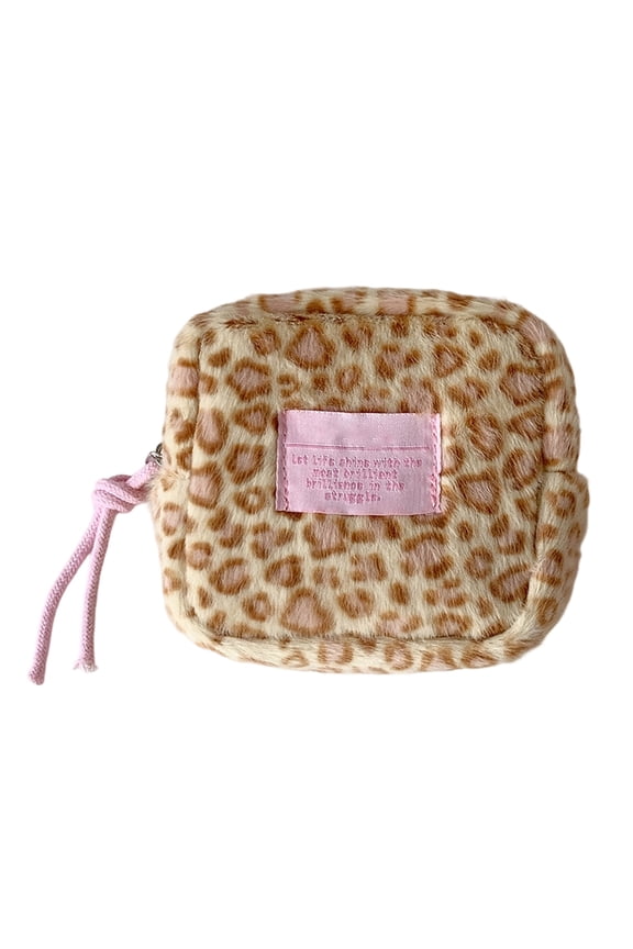 Fashionable Leopards Print Miniature Bag Multiple Compartments Sanitary Pad Holder Cosmetics Storage Solution