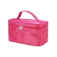 thumbnail image 1 of Fashionable Letter Print Makeup Bag, Portable Toiletry Organizer with Top Handle, Large Capacity Cosmetic Storage Case for Travel and Daily Grooming, 1 of 3