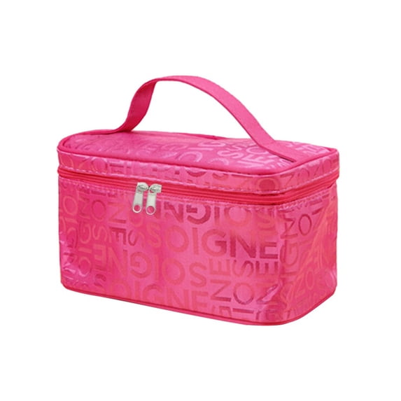 Fashionable Letter Print Makeup Bag, Portable Toiletry Organizer with Top Handle, Large Capacity Cosmetic Storage Case for Travel and Daily Grooming