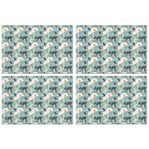 Fashionable Linen Placemats Set Of 4, 18x12 Inch Polyester Dining Table Mats, Heat-Resistant, Waterproof, Non-Slip, Easy-Clean Table Linens for Home, Outdoor, Restaurant & Party