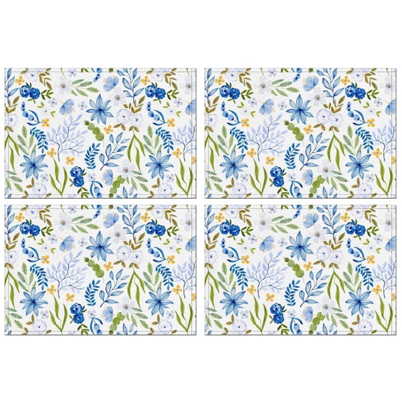 Fashionable Linen Placemats Set Of 4, 18x12 Inch Polyester Dining Table Mats, Heat-Resistant, Waterproof, Non-Slip, Easy-Clean Table Linens for Home, Outdoor, Restaurant & Party