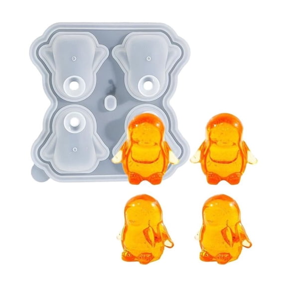 Fashionable Lovely Penguins Ice Cubes With Lid Sturdy Silicone 4 Slots Portable Accessory for Drink Use Items