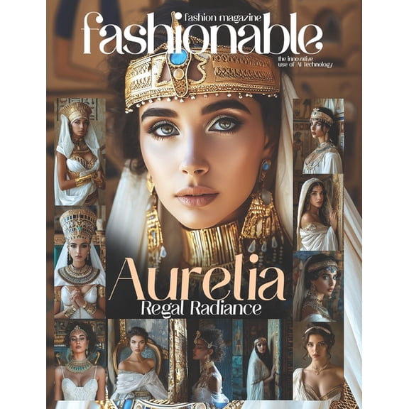 Fashionable Magazine - Fashion Models Created by the Innovative Use of AI Technology: Fashionable Magazine: Aurelia - Regal Radiance - Egyptian Queens Revived in White and Gold Splendor: A Majestic Od
