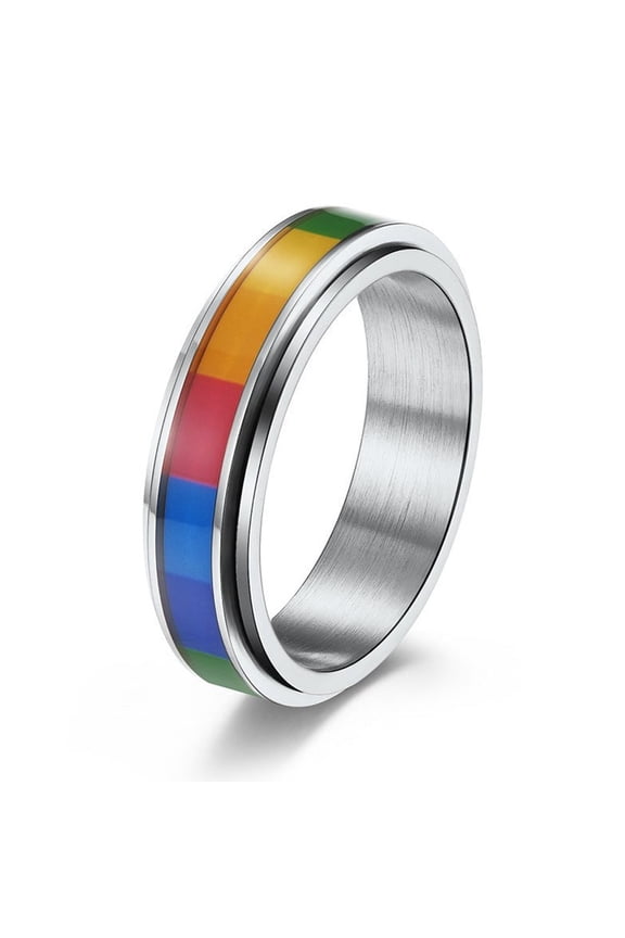 Fashionable Men Rainbow Color Titanium Steel Ring