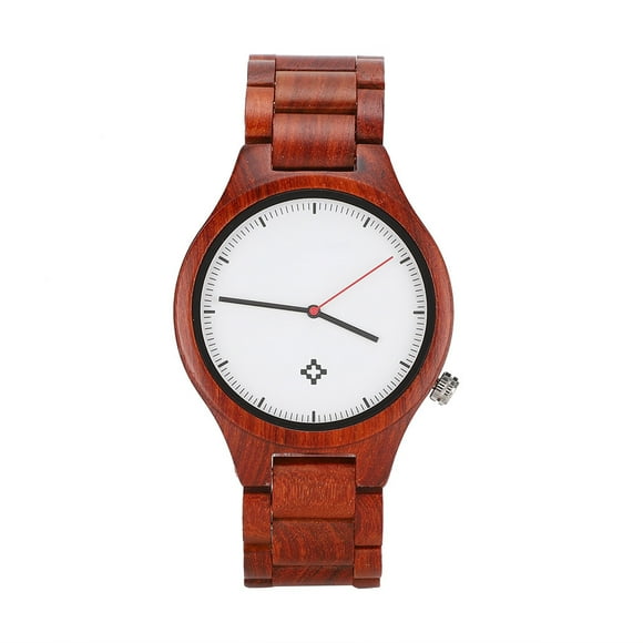 Fashionable Men Wooden Watch Round Dial Analog Display Quartz WristwatchesPaorosa