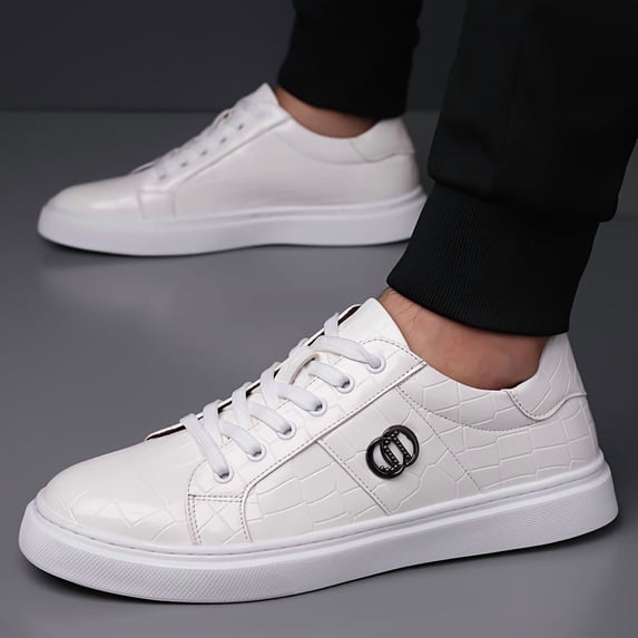 Versatile and Comfortable Trendy Men's Shoes, Fashionable Men's Alligator Pattern Casual Shoes, Low-top Sneakers Breathable and Wear- Daily Essentials.