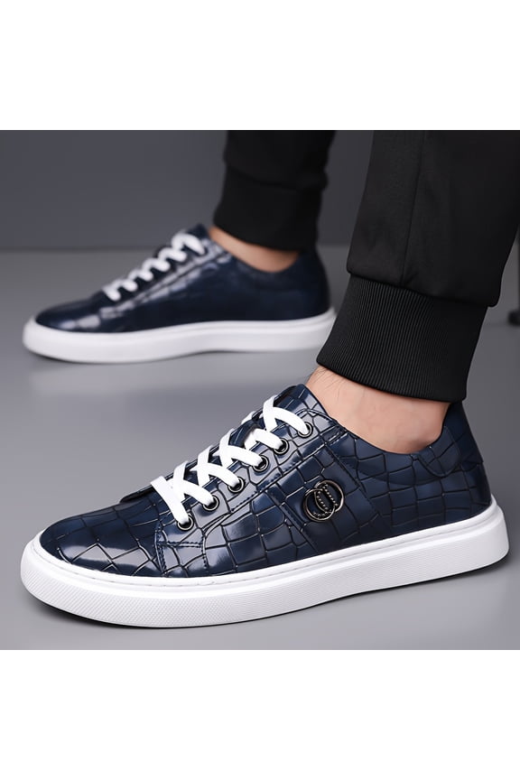 Versatile and Comfortable Trendy Men's Shoes, Breathable and Wear- Daily Essentials. Fashionable Men's Alligator Pattern Casual Shoes, Low-top Sneakers