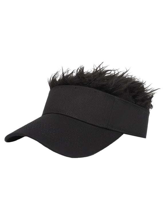 Fashionable Men's Baseball Hat Visor with Hair Funny Spiked Hair Wig Hat Novelty Adjustable Baseball Cap by Awwp Black One Size