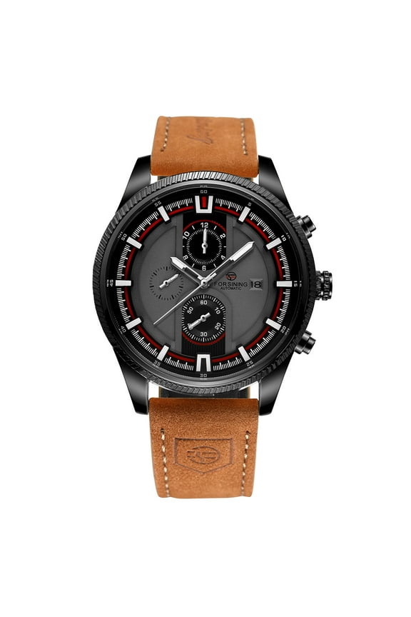 Fashionable Men's Mechanical Watch - Luminous Hands, Waterproof, Calendar, Automatic Movement, Leather Strap - Perfect Daily Accessory