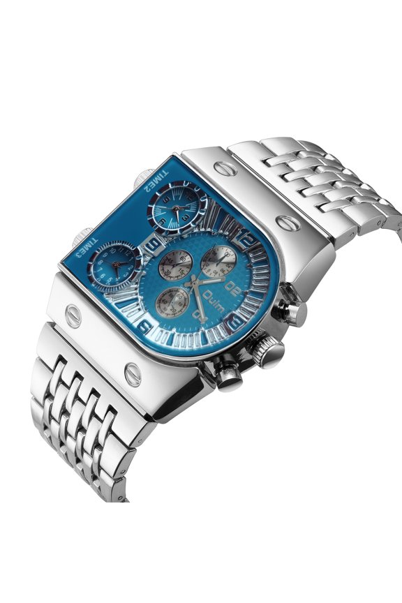 Fashionable Men's Sports Watch Analog Multi Time Zone with 3 Quartz Movement