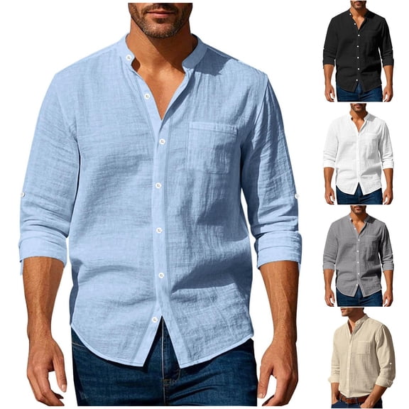 Fashionable Mens Long Sleeve Muscle T Shirts Round-neck Casual Solid-Color Button Pocket S-3XL