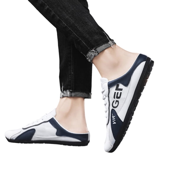 Fashionable Mens Slip on Shoes Casual Indoor Outdoor Walking Mules Sneakers Non Slip Comfortable Loafers for Work Hiking Trekking White Size 10