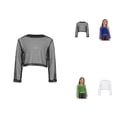 thumbnail image 1 of Fashionable Mesh Hollow-Out Long Sleeve Blouse for Big Girls & Tweens Ã¢ÂÂ Breathable Casual Crop Top, See-Through Y2K Streetwear Pullover for Hop Dance, 1 of 8