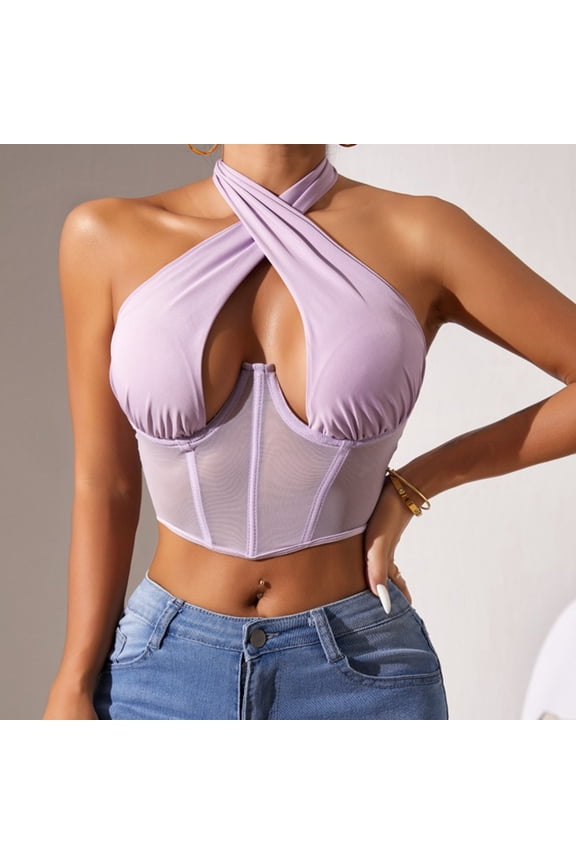 Fashionable Mesh Lingerie Bustier With Adjustable Neck Tie And Support Sports Bra Seamless Womens Bras Comfortable plus Size Sports Bras for Women Medium Support Women Bra Strapless Athletic Bras