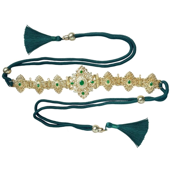 Fashionable Metal Waist Belt Moroccan Crystal Detailing Adjustable For Evening And Casual Wear