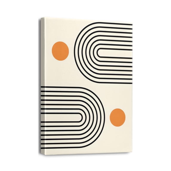 Fashionable Mid-Century Modern Sun and Moon Canvas Print - 12x16inch Wall Art, Perfect Boho Decor for Home Office, Living Room, Bedroom, Kitchen, or Bathroom