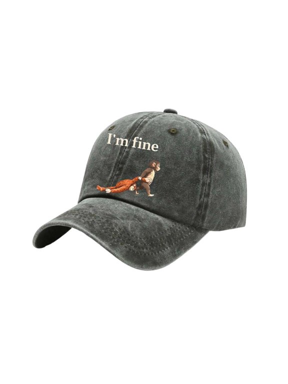 Fashionable Monkey Printing Baseball Hat Wash Cotton Dad Cap For Outdoor Activity Women Men Unisex Head Accessories
