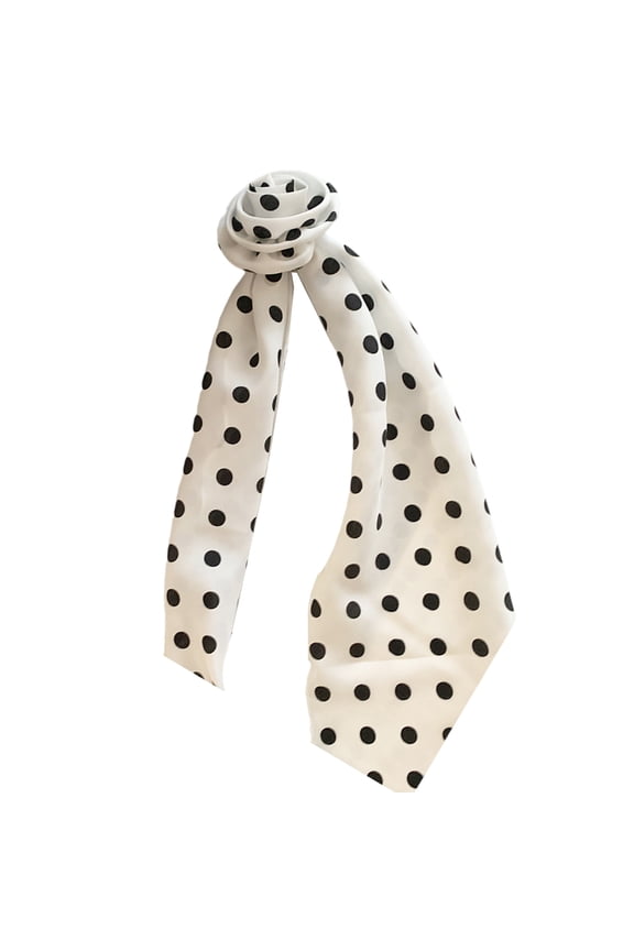 Fashionable Neck Scarf Lightweight Long Muffler with Elegant Round Dot and Rose Pattern Trendy Women's Accessory