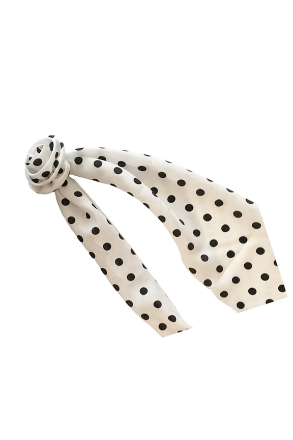 Fashionable Neck Scarf Lightweight Long Muffler with Elegant Round Dot and Rose Pattern Trendy Women's Accessory