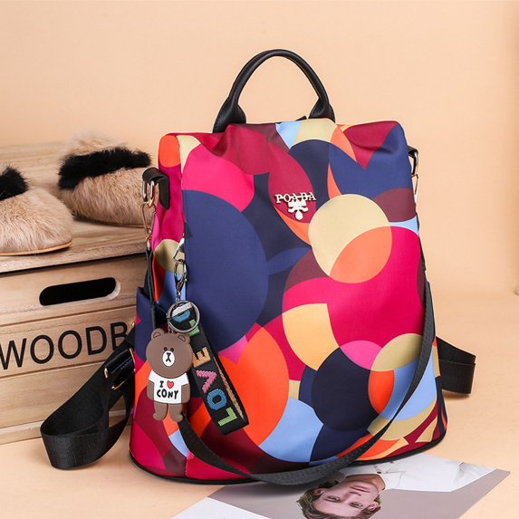 Fashionable Nylon Oxford Cloth Outdoor Personality Anti-theft Backpack For Women,Black