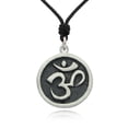 thumbnail image 1 of Fashionable Om Ohm Silver Pewter Charm Necklace Pendant Jewelry With Cotton Cord, 1 of 1