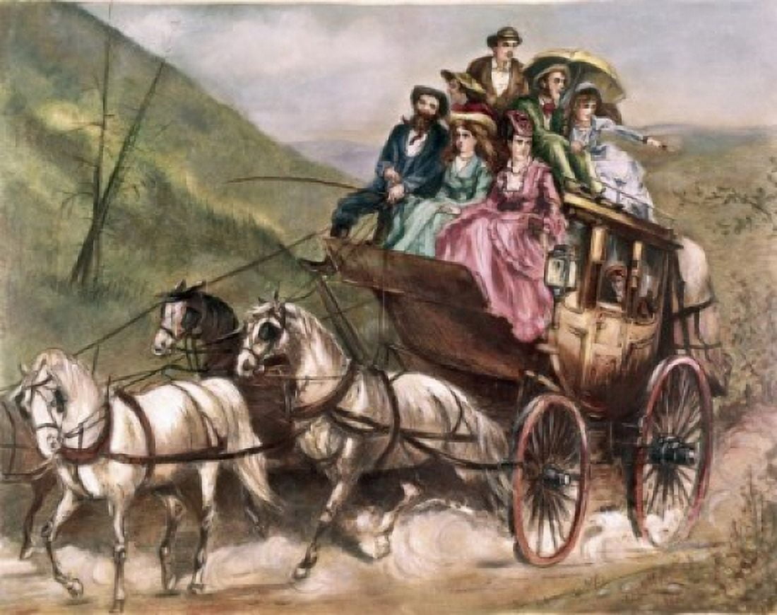 Fashionable Outing In A Coach 1861 American History Canvas Art - (18 x 24)