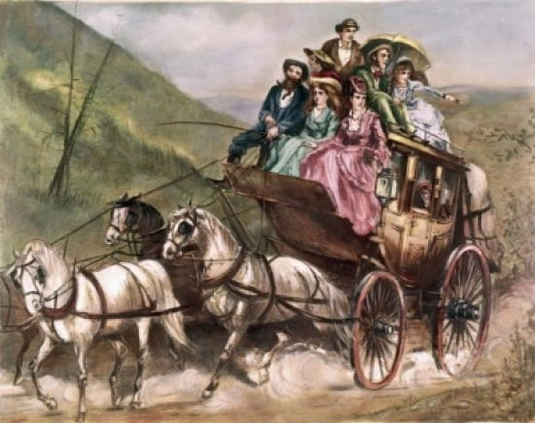 Fashionable Outing In A Coach 1861 American History Canvas Art - (24 x 36)