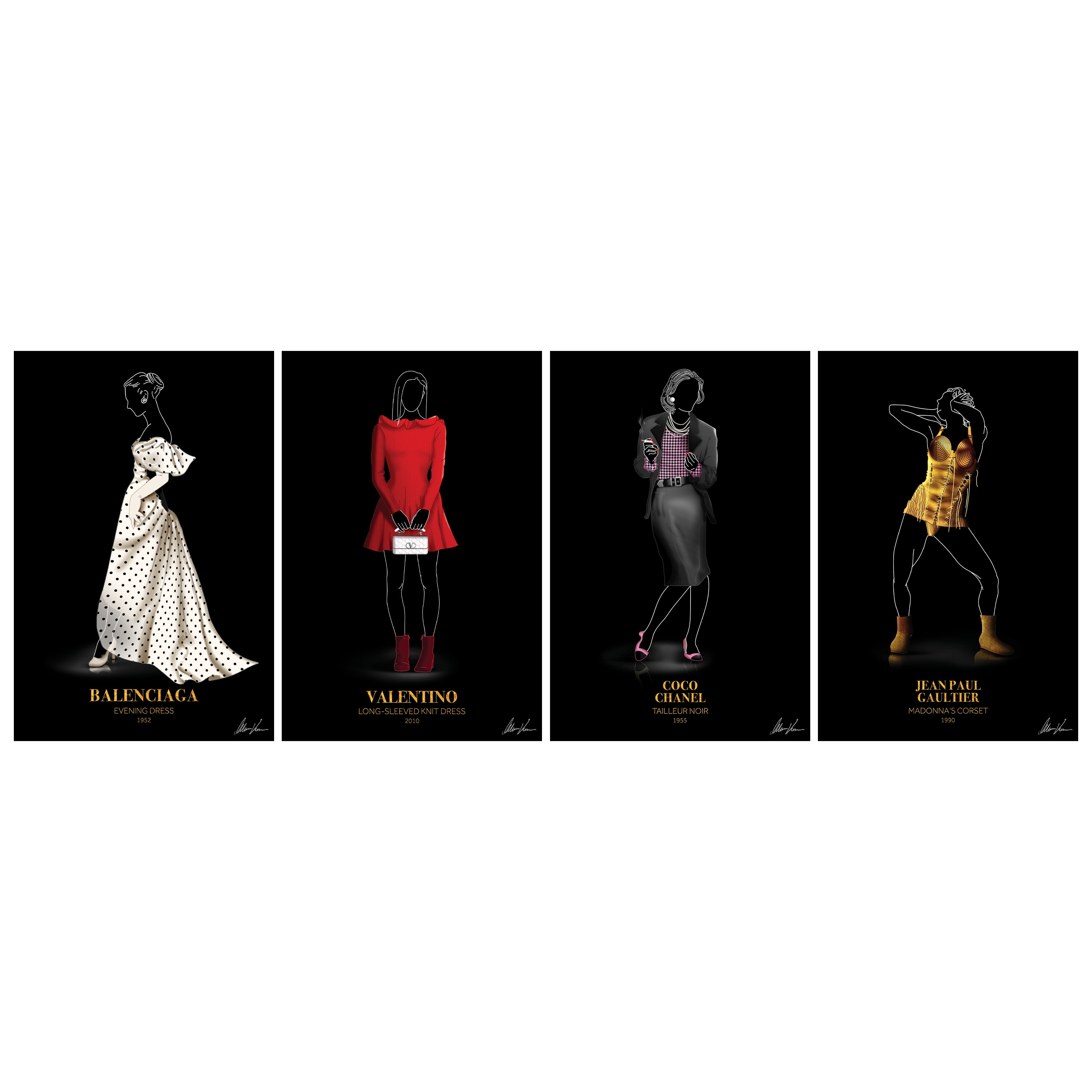 Fashionable Pasarela Look Book Colorful Tempered Glass Art Print Set