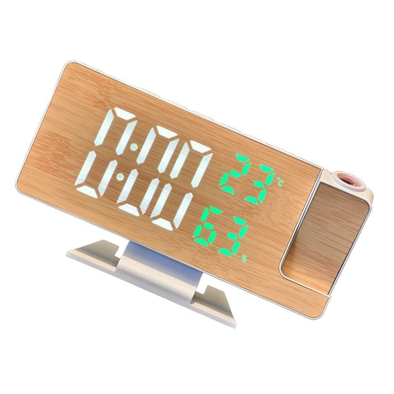 Fashionable Pattern LED Bedside Alarm Clock with Time Projection Temperature Humidity Display Adjustment Brightness
