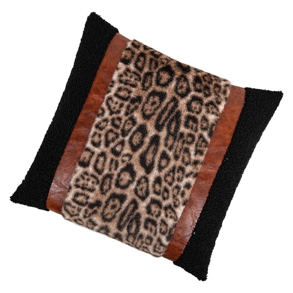 Fashionable Pillow Cover With Zippered Plush Leopard Print Cushion Case Decors
