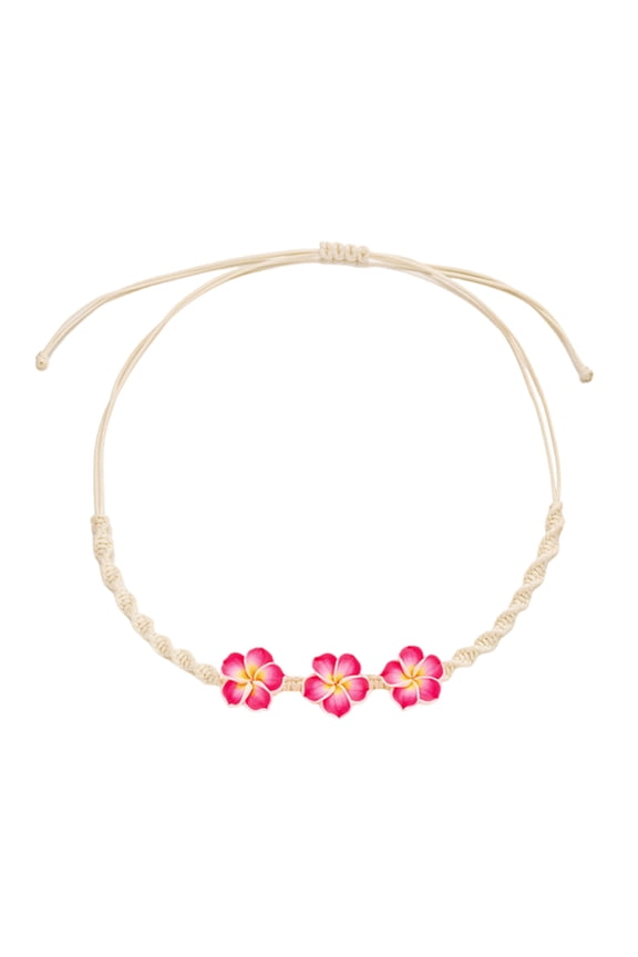 Fashionable Polymers Clay Frangipani Pendant Necklace Handmade Braided Chain Jewelry for Vacation and Daily Wear