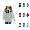 thumbnail image 1 of Fashionable Printed Long Sleeve Hooded Sweatshirt for Girls, Cozy Oversized Crewneck Casual Pullover Top, Loose Fit California Inspired Women's Lounge Wear, 1 of 4