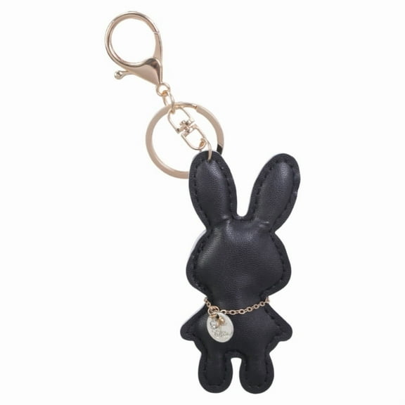 Fashionable Rabbit Shaped Keyring Artificial Leather Bunnys Bag Pendant Keychain Handbag Accessory for Animal Lovers