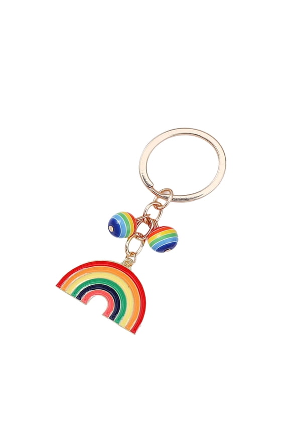 Fashionable Rainbow Colored Keychain Sturdy Metal Keyring Trendy Daily Accessory