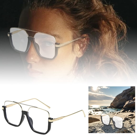 Fashionable Riding Glasses Square Half Frame Sunglasses for Women Blogger Style Shades