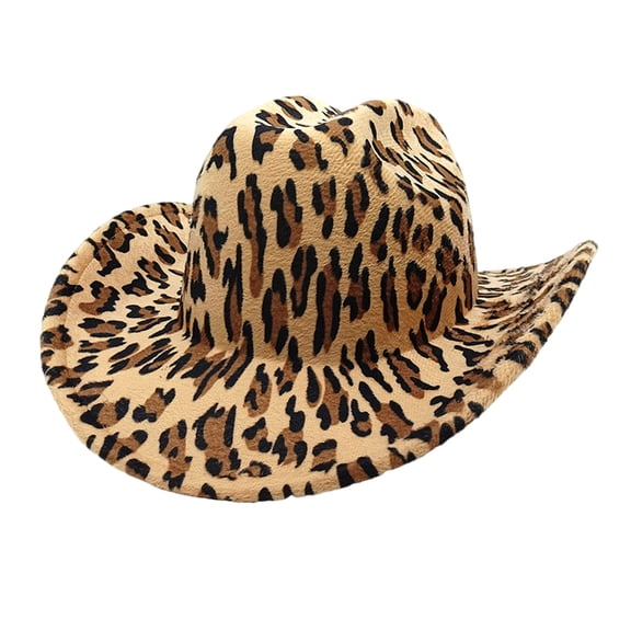 Fashionable Roll Brims Cowgirls Hat Wide Brims Fedoras with Cow Pattern for Beach Parties and Various Outfit