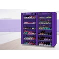 thumbnail image 1 of Fashionable Room-Saving 12 Lattices Dual Rows Non-Woven Fabric Shoe Rack Purple, 1 of 7