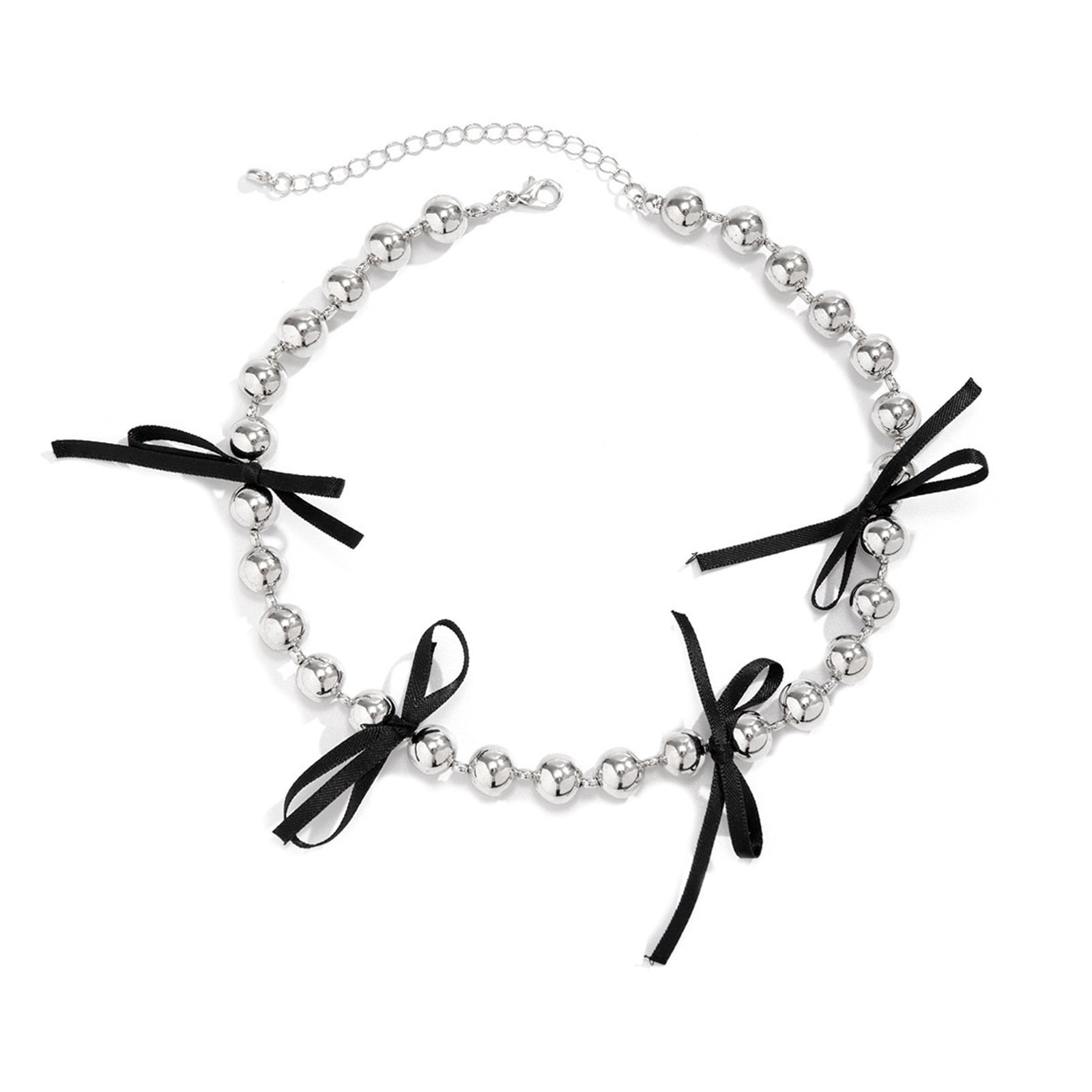 Fashionable Round Bead Neck Chain Beautiful Steel Beaded Chain Necklace ...