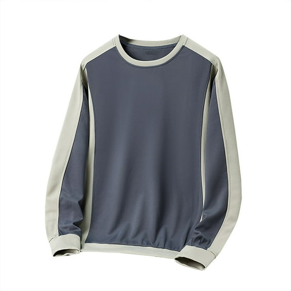 Fashionable Round Neck Sweatshirts for Men Blue Pullover Casual Long Sleeve Plus Size 4XL Up to 65% off!