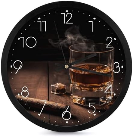 Fashionable Round Wall Clock,Cigar & Whiskey Printed Wall Clock,Modern ...