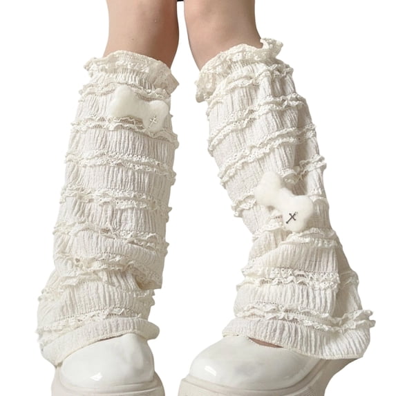 Fashionable Ruffle Lace Leg Covers for Women Elegant Tiered Leg Warmers Socks