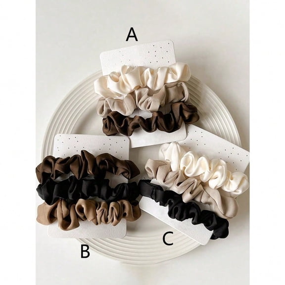 Fashionable Satin Scrunchies - Set of 3 Soft Hair Accessories, Perfect for Makeup, Face Washing, Showering, Gym & Home Routines