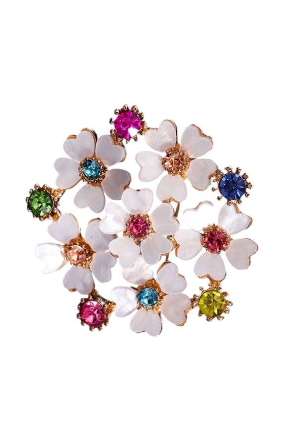 Fashionable Shell Inspired Brooch Floral Rhinestones Pin Alloy Women Accessory
