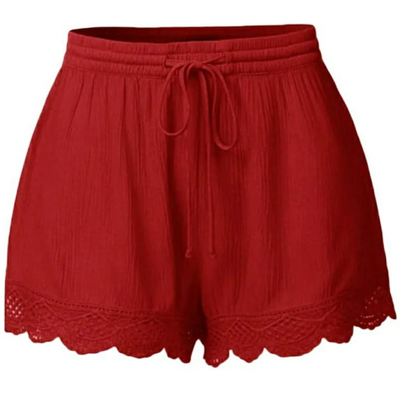 Fashionable Shorts for Women with Lace Embellishments and Drawstring Elastic Waist Shorts